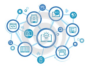 software engineering or programming vector illustration. software design and development process.