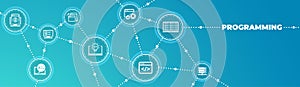 software engineering or programming vector illustration. software design and development process.