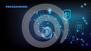 software engineering or programming vector illustration. software design and development process.