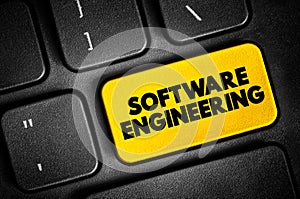 Software Engineering text button on keyboard, concept background