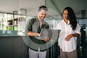 Software engineers using laptop computer with global network connection, Technology, innovation