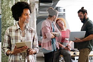 Software engineers working on project and programming in company. Startup business concept