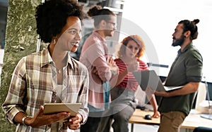 Software engineers working on project and programming in company. Startup business concept