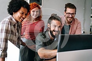 Software engineers working on project and programming in company. Startup business teamwork concept
