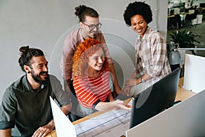 Software engineers working on project and programming in company. Startup business teamwork concept