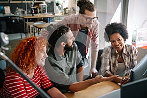 Software engineers working on project and programming in company. Startup business teamwork concept