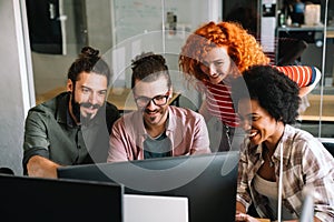 Software engineers working on project and programming in company. Startup business teamwork concept