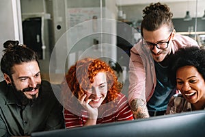 Software engineers working on project and programming in company. Startup business teamwork concept
