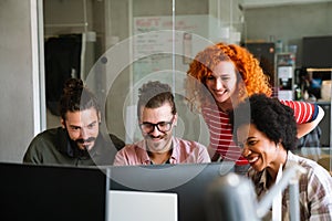 Software engineers working on project and programming in company. Startup business teamwork concept