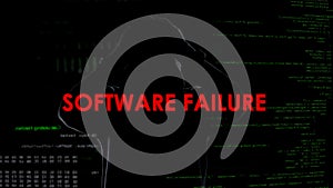 Software failure, unsuccessful attempt to hack server, disappointed criminal photo