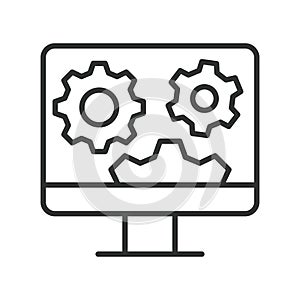 Software icon in line design. software, technology, tools, application, development, workflow, integration on white background