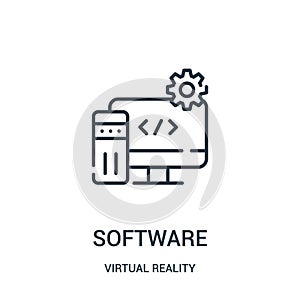 software icon vector from virtual reality collection. Thin line software outline icon vector illustration