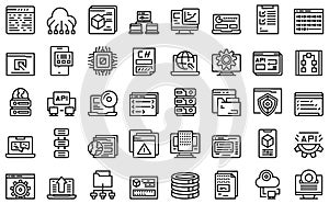 Software icons set outline vector. Business network