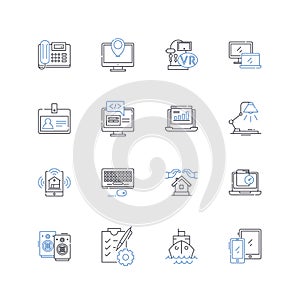 Software industry line icons collection. Programming, Development, Coding, Applications, Tools, Solutions, Innovation