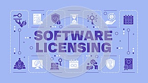 Software licensing blue word concept