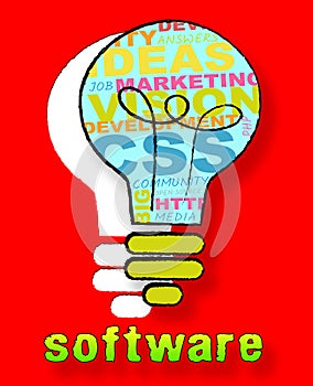 Software Lightbulb Representing Browsing Programs 3d Illustration