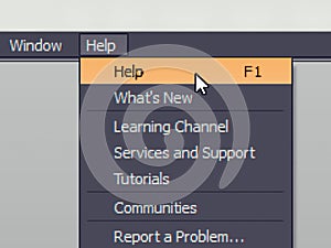 Software menu item with help f1 command