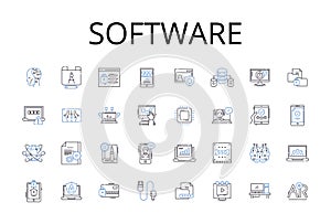 Software line icons collection. Hardware, Technology, Program, Application, Codebase, Platform, System vector and linear