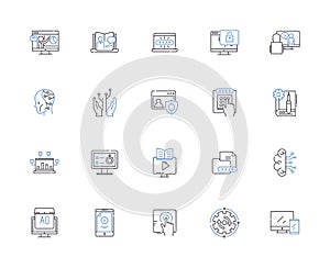 Software outline icons collection. Software, Program, Application, Programing, Code, Software-Development, Operating