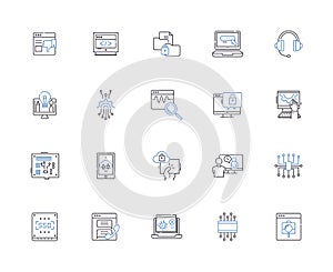 Software outline icons collection. Software, Program, Application, Programing, Code, Software-Development, Operating