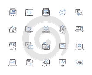 Software outline icons collection. Software, Program, Application, Programing, Code, Software-Development, Operating