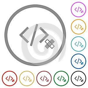 Software patch flat icons with outlines
