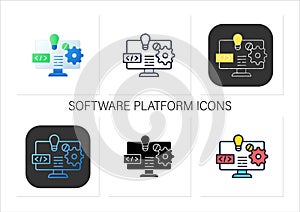 Software platform icons set