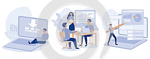 Software products concept, Operating system installation and update, working with database using professional software, data