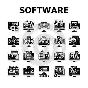 Software Program Development Icons Set Vector