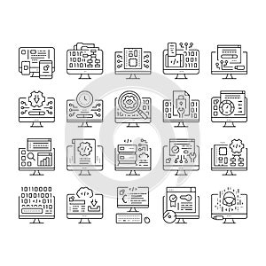 Software Program Development Icons Set Vector .