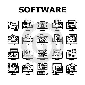 Software Program Development Icons Set Vector