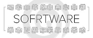 Software Program Development Icons Set Vector .