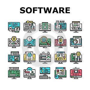 Software Program Development Icons Set Vector