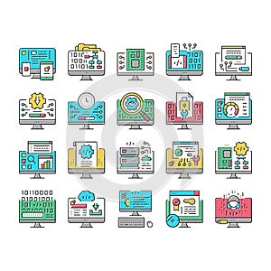 Software Program Development Icons Set Vector .