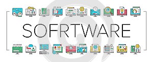 Software Program Development Icons Set Vector .