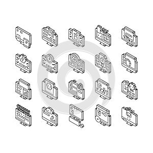 Software Program Development isometric icons set vector