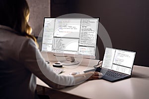 Software Programmer Coder Working On Computer