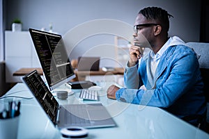 Software Programmer Coder Working On Computer