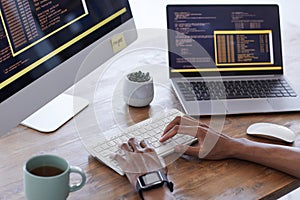 Software Programmer Writing Code Close Up