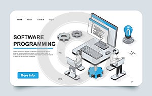 Software programming concept in 3d isometric