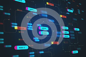 Software and programming concept with digital node tree diagram
