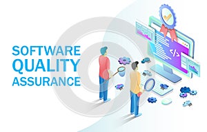 Software quality assurance vector concept for web banner, website page