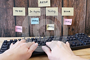 software scrum agile board with paper task, agile software development methodologies