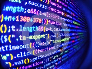 Software source code. Coding cyberspace concept. Script on computer with source code screen of software developer.