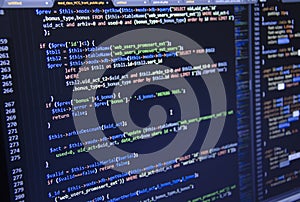 Software source code. Freeware open source project. Developing programming and coding technologies. Software source code. CSS, Jav