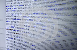 Software source code. Freeware open source project. Developing programming and coding technologies. Software source code. CSS, Jav