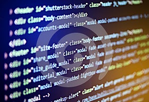 Software source code. Programming code on computer screen.