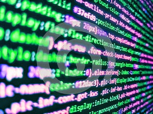 Software source code. Programming code on computer screen. Code of javascript language on white background. Abstract screen of