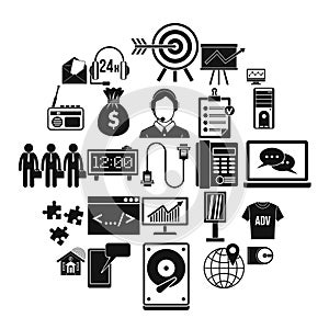 Software system icons set, simple style