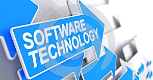 Software Technology - Inscription on Blue Pointer. 3D.